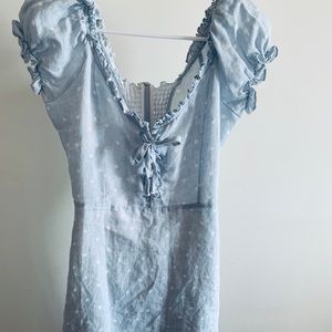 Light Summer Blue Dress 
Reformation Style